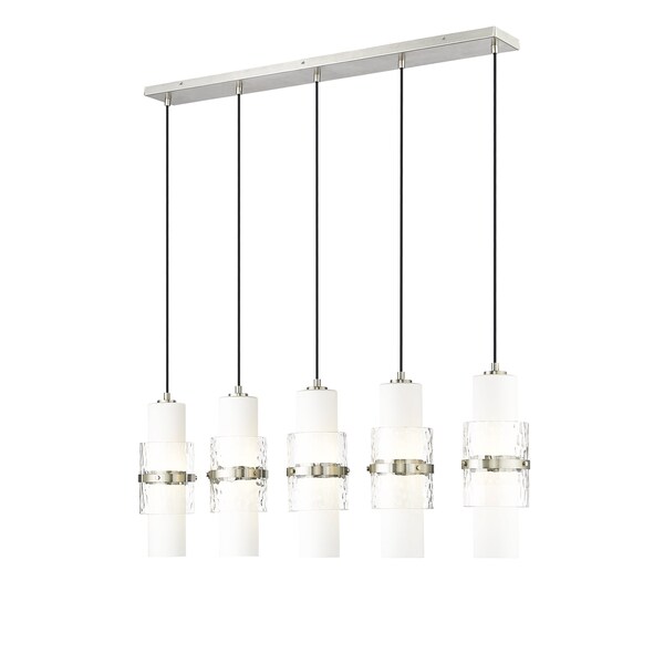 Z-Lite Cayden Linear Chandelier, 5-Light, 4.75 In.W x 42 In.L x 16.75 In.H, Brushed Nickel/Clear 1946P-5L-BN - main
